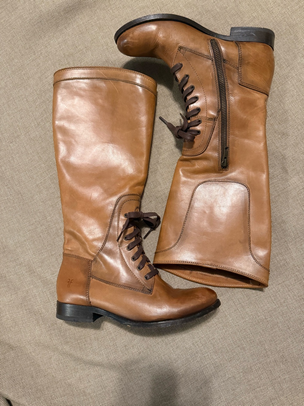 Frye Women's Tall Lace-Up Leather Boots in Cognac Brown